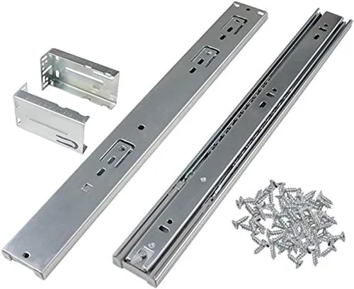 Miniatura 15 de Gobrico Diapositivas de cajón de rodamiento de bolas de cierre suave de 18 pulgadas con soportes, montaje lateral, extensión completa, correderas