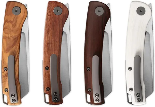 Miniatura 7 de Petrified fish PFE04 Scholar - Cuchillo plegable, hoja de satén de 3.7 pulgadas, 60.6 in, mango de madera Bubinga de 3.93 oz, cuchillo de bolsillo