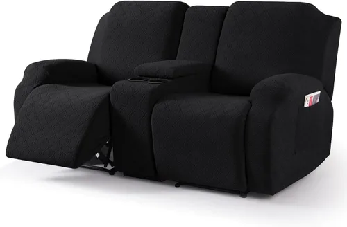 Miniatura 9 de VANSOFY Funda de sofá reclinable con consola central, funda elástica para sofá reclinable de 2 asientos, funda de sofá reclinable de jacquard