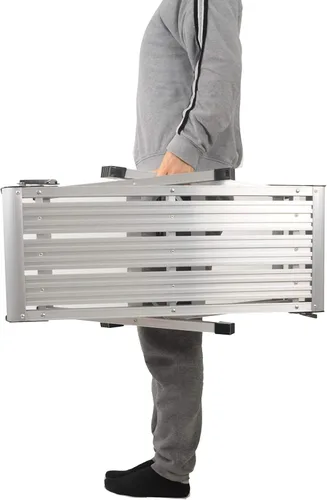Miniatura 4 de LEADALLWAY Plataforma de trabajo de aluminio de 30 x 12 x 20 pulgadas, plataforma de aluminio plegable resistente, capacidad de 330 libras Plateado