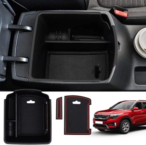Miniatura 17 de Autorder Organizador de consola central para accesorios Kia Forte 2019-2024, caja de almacenamiento para reposabrazos, bandeja de inserción