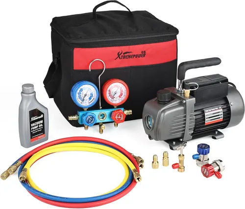 Miniatura 8 de Aire bomba de aspiradora Xtremepowerus HVAC – A/C refrigeración kit colector ac gauge set
