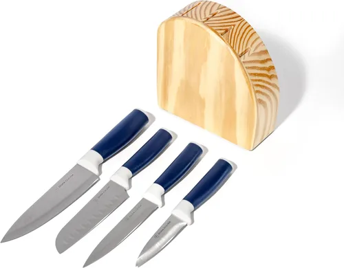 Miniatura 3 de Dura Living Juego de cuchillos de cocina de 5 piezas, cuchillas de acero inoxidable de alto carbono con asas ergonómicas, incluye chef, Santoku