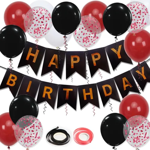 Miniatura 9 de Cartel de feliz cumpleaños, decoración de cumpleaños de oro rosa, 16 globos de 12 pulgadas con 2 cintas para decoración de fiesta de niña y mujer