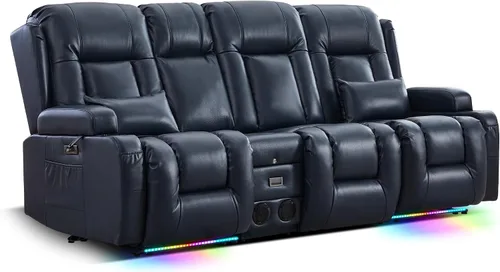 Miniatura 32 de TUNYI Sofá Reclinable Eléctrico Loveseat con Masaje y Calor, Asientos de Cine en Casa con Consola, Sofá Reclinable RV Loveseat con USB/Toma