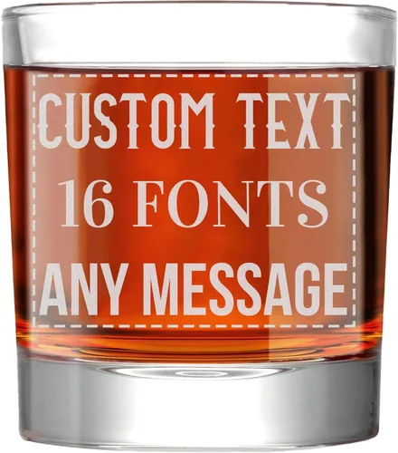 Vaso de whisky personalizado grabado con tu texto personalizado, vaso de bourbon grabado de 12 onzas para cócteles, regalo personalizado para Gafas