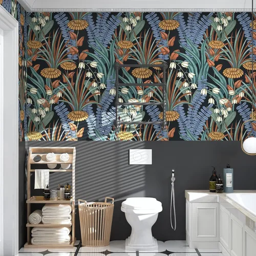 Miniatura 8 de Papel tapiz bohemio floral para despegar y pegar, papel de contacto con hojas tropicales, papel de pared de flores botánicas vintage, mural de pared