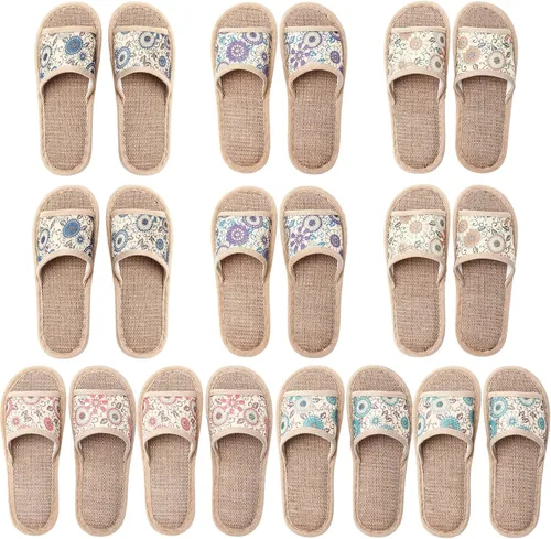 Miniatura 8 de Tessco for you 10 Pairs Washable House Slippers for Guests Open Toe Breathable Slippers Reusable Home Bedroom Hotel Family Travel Unisex Non Slip