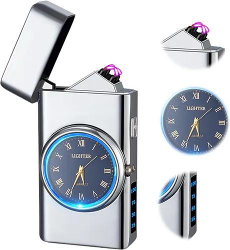 Miniatura 8 de Encendedor de plasma recargable por USB, resistente al viento, de doble arco, con pantalla LED, sin llama, para camping, senderismo, velas, barbacoa