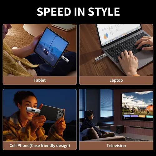 Miniatura 5 de PHIXERO Unidad USB de 128 GB SSD externo de hasta 1100 MB/s, USB 3.2 Gen2 Flash Drive Dual Puertos Portátil Pulgar SSD Stick con USB A y Tipo C