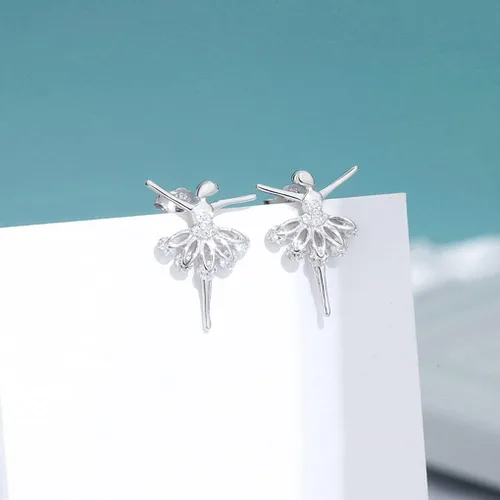 Miniatura 5 de SLUYNZ Aretes de bailarina de plata de ley 925 para mujer, aretes de ballet, aretes de bailarina de bailarina
