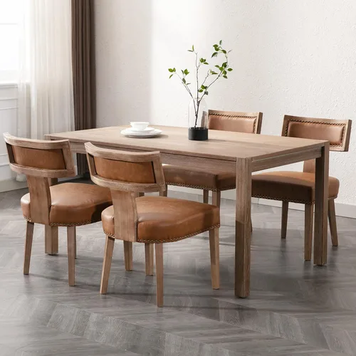 Miniatura 18 de RIVOVA Juego de 4 sillas de comedor modernas de mediados de siglo, tapizadas de piel sintética, sillas Parson modernas sin brazos de cocina, sillas