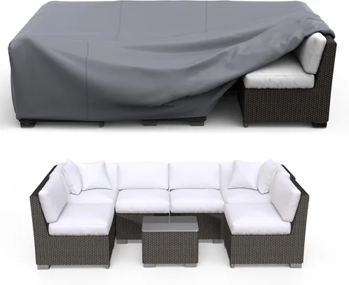 Miniatura 9 de Fundas para Muebles de Patio, Funda para Muebles de Exterior de Servicio Pesado Impermeable, Fundas para Juego de Sofá Seccional Funda para Juego