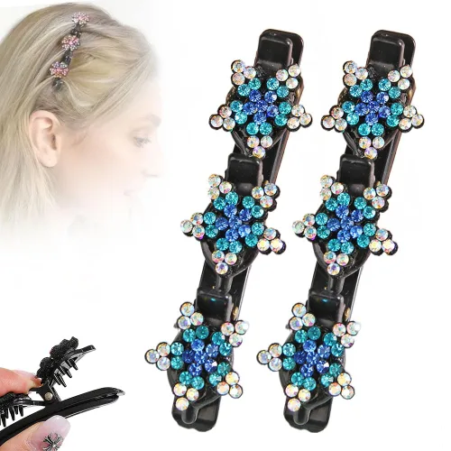 Miniatura 28 de Pinzas de pelo trenzadas con piedra de cristal brillante, pinza para el cabello para mujer, pinzas de pelo corto con pico de pato, clip de pelo