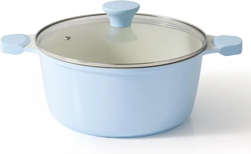 Miniatura 7 de SENSARTE Olla de cerámica antiadherente con tapa, olla de cocción de inducción de 4.5 cuartos de galón con tapa de vidrio templado, olla