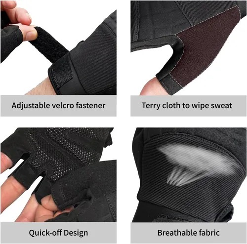 Miniatura 6 de VWX - Guantes de entrenamiento antideslizantes con palma de gel para hombres y mujeres, con tela que absorbe el sudor para gimnasio, levantamiento