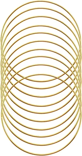 SUNTQ Anillo de macramé para atrapasueños, manualidades de metal, redondos, chapados en latón (oro, paquete de 10) (8 pulgadas, dorado)