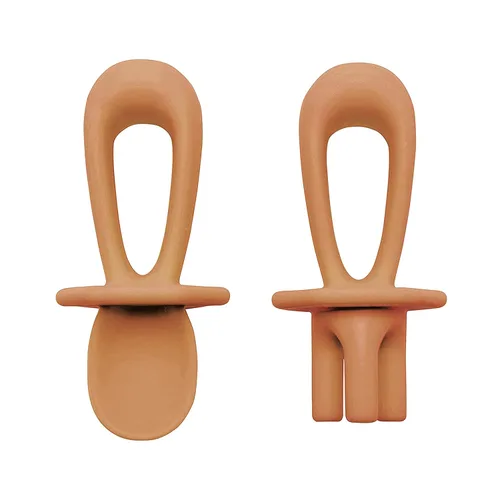 Tiny Twinkle Utensilios de entrenamiento de silicona, cucharas y tenedores para bebés para entrenamiento de autoalimentación, utensilios de destete