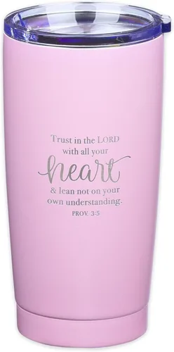 Miniatura 22 de Christian Art Gifts - Vaso de viaje de acero inoxidable de 18 oz con doble pared aislante al vacío con versículo bíblico, gris, con tapa retráctil
