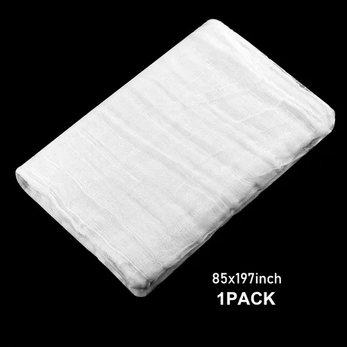 Miniatura 2 de Boao Paño de queso de Halloween de 85 x 197 pulgadas, rollo de gasa blanca para manualidades, tela de gasa de muselina de algodón grande para Blanco