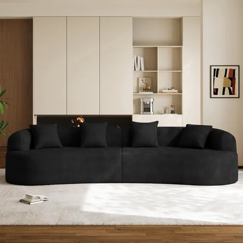 Miniatura 3 de Sofá modular de gran tamaño de 131 pulgadas para sala de estar, moderno sofá de lujo de felpilla de 4 plazas extra profundo y ancho, con 4 cojines