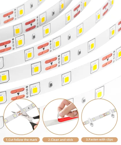 Miniatura 7 de Tira de luces LED de 20 pies con control remoto, 3000 K luces de cinta cálida y regulable, 12 V, 360 LED, 2835 luces adhesivas fuertes para armario