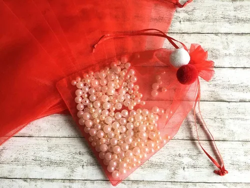 Miniatura 5 de Bolsas de regalo de organza de 5 x 7 pulgadas con cordón para joyas, dulces, flores de lavanda secas, 100 bolsitas rojas, bolsa de malla de tela
