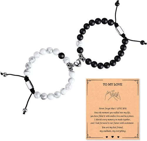 Miniatura 15 de Pulseras de cuentas negras para hombres y niños: 0.236 in de obsidiana ónix cuentas de lava para hombre conjunto de pulseras para hombre - Genial