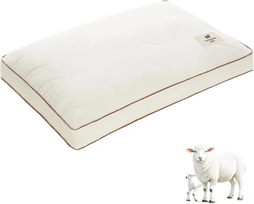 Miniatura 10 de YOUR MOON Almohada de lana suave natural tamaño estándar, almohadas de cama suaves para dormir, relleno de lana australiana de primera calidad