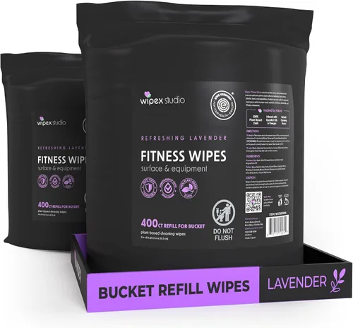 Miniatura 14 de Wipex Toallitas de gimnasio para paquete de equipos, verificado por EWG, obtén 800 toallitas con (1) cubo de lavanda y (1) rollo de recarga a base