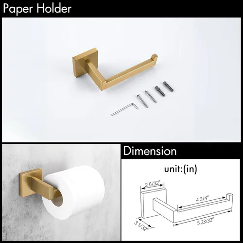 Miniatura 5 de BAGNOLUX Barra de toalla dorada, juego de 4 piezas para baño, juego de soportes de toalla de baño de acero inoxidable SUS304, juego de soporte