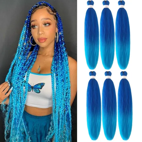 Miniatura 18 de Liang Dian Cabello para hacer trenzas, Cabello estirado para hacer trenzas, 12 pulgadas, 8 paquetes, color ombre púrpura, para sellar en agua