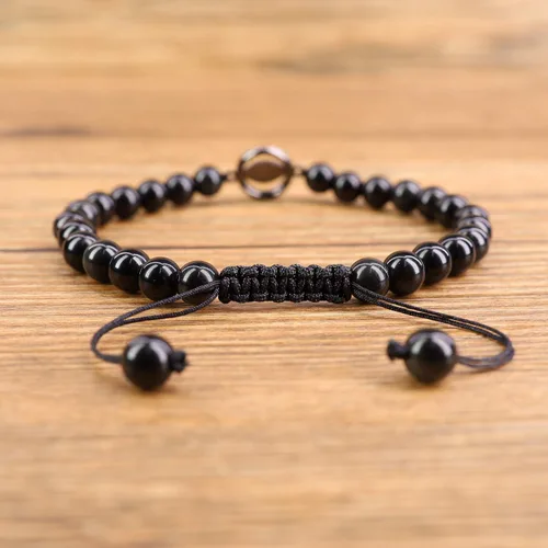 Miniatura 5 de COAI - Pulsera con cuentas de piedra de obsidiana negra