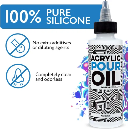 Miniatura 4 de Impresa Aceite de silicona para verter acrílico, botella transparente de 4 onzas con pipeta, aceite acrílico para verter y aditivo de pintura