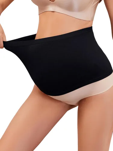 Miniatura 4 de OYOANGLE Ropa interior de maternidad para mujer, 2 piezas, soporte para el vientre, ropa interior, Negro albaricoque