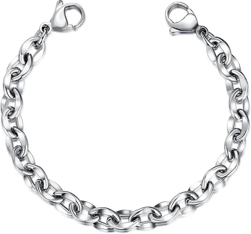 Miniatura 8 de LinnaLove Cadena intercambiable de acero inoxidable para pulseras de identificación de alerta médica para mujeres y hombres, No es una piedra