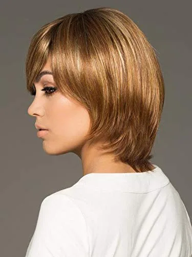 Miniatura 8 de Peluca Haley color 38 gris oscuro 7.5 pulgadas de longitud silueta estilo Bob Kanekalon sintético monofilamento superior recto ligero peluca