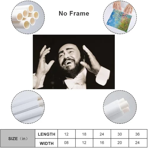 Miniatura 2 de MAXIAN Luciano Pavarotti - Póster de arte tenor del mundo, 4 pinturas sobre lienzo, póster de arte de pared, impresión de desplazamiento, impresión