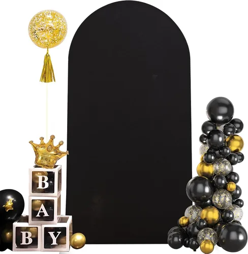 Cubierta de Fondo de Arco Negro, Cubierta de Arco Ajustada de Spandex de 6 Pies para Arco de Boda Chiara Elástica de Arco de Fondo Redonda para