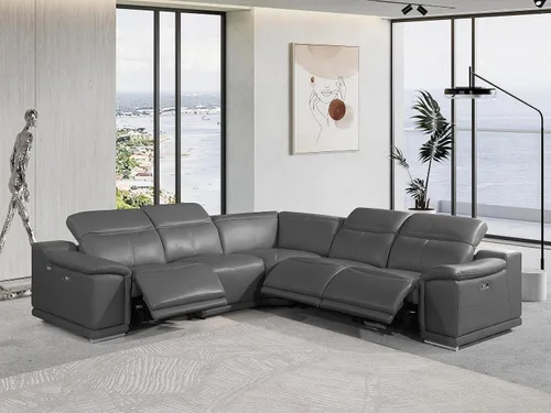 Miniatura 81 de BlackJack Furniture Venice - Juego de sofá reclinable seccional de cuero italiano de grano superior de 12 piezas con 4 reclinables eléctricos