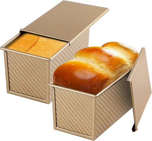 Miniatura 18 de Beasea Juego de 2 moldes para pan rectangulares de 12 x 4 pulgadas, moldes antiadherentes de acero al carbono, molde para tostadas doradas, moldes