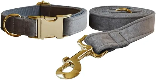 Miniatura 15 de Love Dream Juego de collar y correa de terciopelo para perro, suave y cómodo, correa ajustable y collar con hebilla de metal resistente para perros