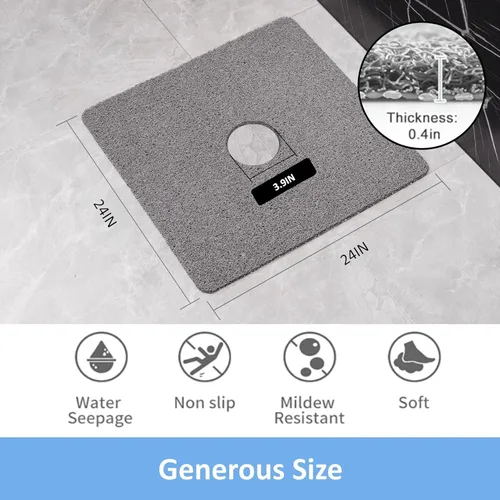 Miniatura 2 de Tapete de ducha cuadrado, 24 x 24 pulgadas, tapete de ducha súper antideslizante para ducha interior, tapete de baño de esponja de PVC suave sin