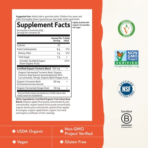 Miniatura 3 de Garden of Life Organics - Gomitas de respuesta antiinflamatoria de cúrcuma, 120 gomitas de frutas reales para niños y adultos, 50 mg de curcumina
