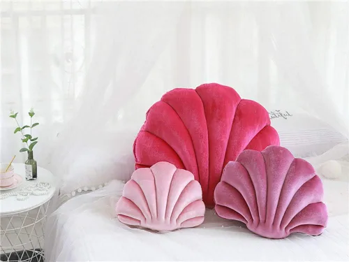 Miniatura 3 de Almohada decorativa de terciopelo SeaShell para cama, sofá, hogar, oficina, algodón