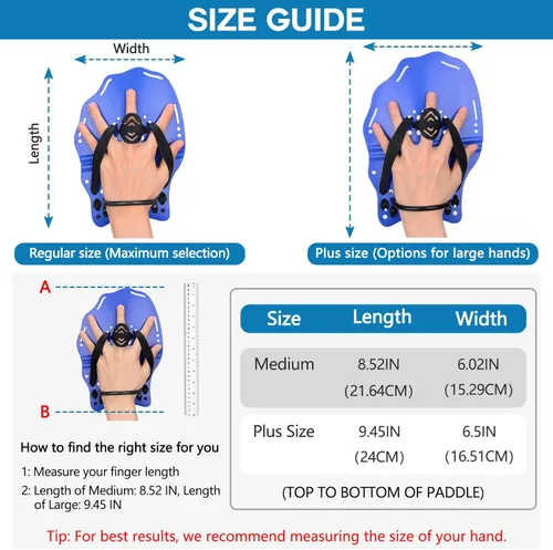 Miniatura 2 de Hikeen Paleta de natación para adultos y jóvenes, paletas de mano de entrenamiento de natación con correas ajustables, paletas de mano de natación