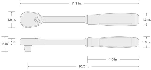 Miniatura 7 de TEKTON Trinquete de agarre cómodo de liberación no rápida de 1/2 pulgada x 10-1/2 pulgadas SRH02210
