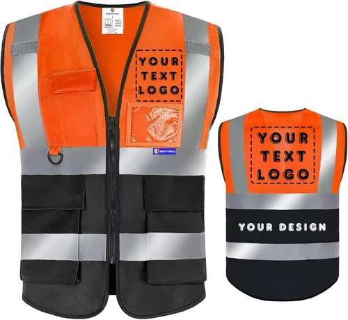 Miniatura 14 de Chaleco de seguridad con logotipo personalizado de alta visibilidad chaleco reflectante Ansi 5 bolsillos clase 2 Hi Vis seguridad construcción ropa