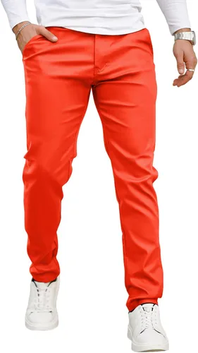 Miniatura 9 de GINGTTO Pantalones de cuero para hombre, pantalones de discoteca ajustados para hombre elásticos