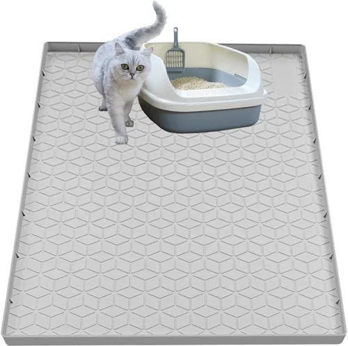 Miniatura 12 de Alfombra para Arena de Gatos, Alfombra de Silicona Grande para Caja de Arena - 28 x 22 pulgadas, Impermeable y Antideslizante, Duradero y Fácil